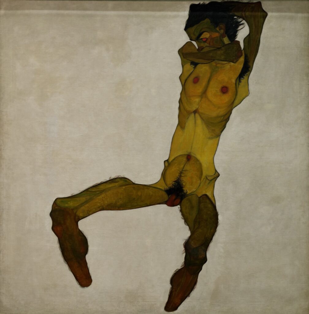 Nu masculin assis, autoportrait d'Egon Schiele 1910, Leopold Museum